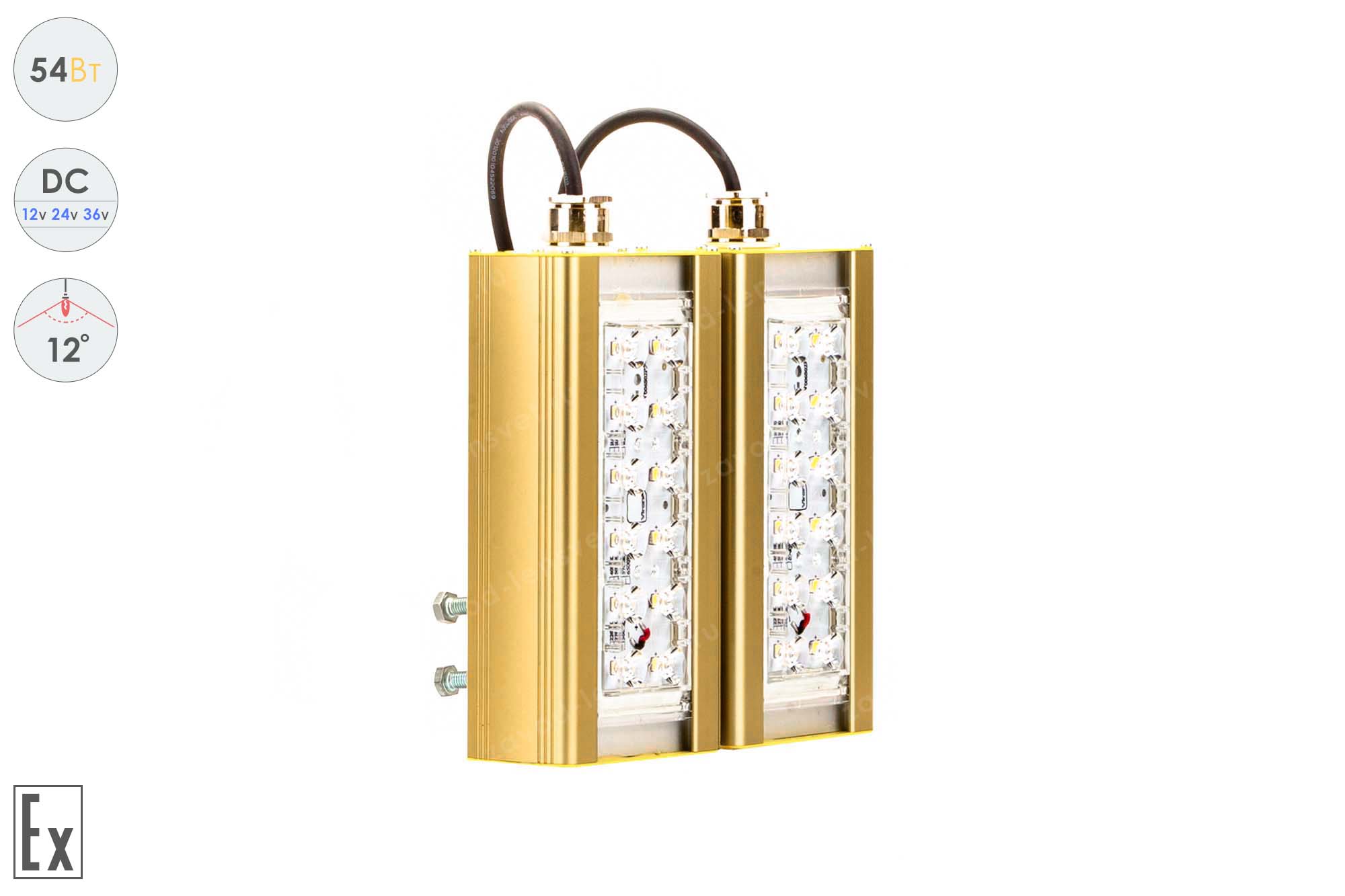 Низковольтный светодиодный светильник Прожектор Взрывозащищенный GOLD, консоль K-2 , 54 Вт, 12° 