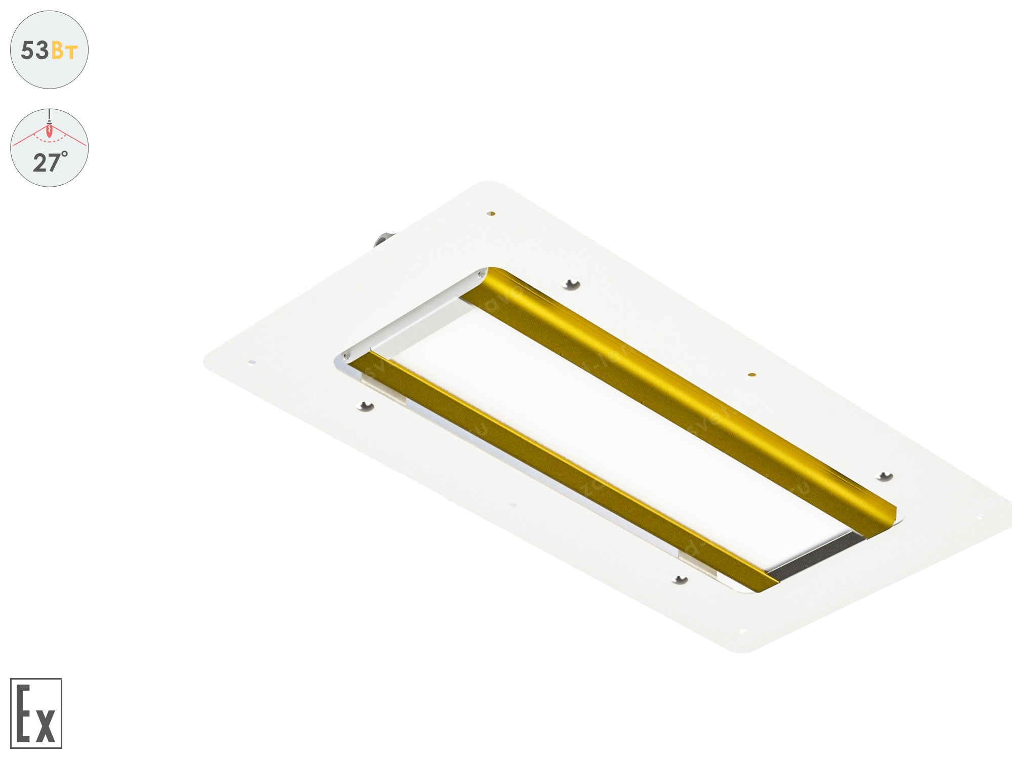 Светодиодный светильник Прожектор Взрывозащищенный GOLD, для АЗС , 53 Вт, 27° 