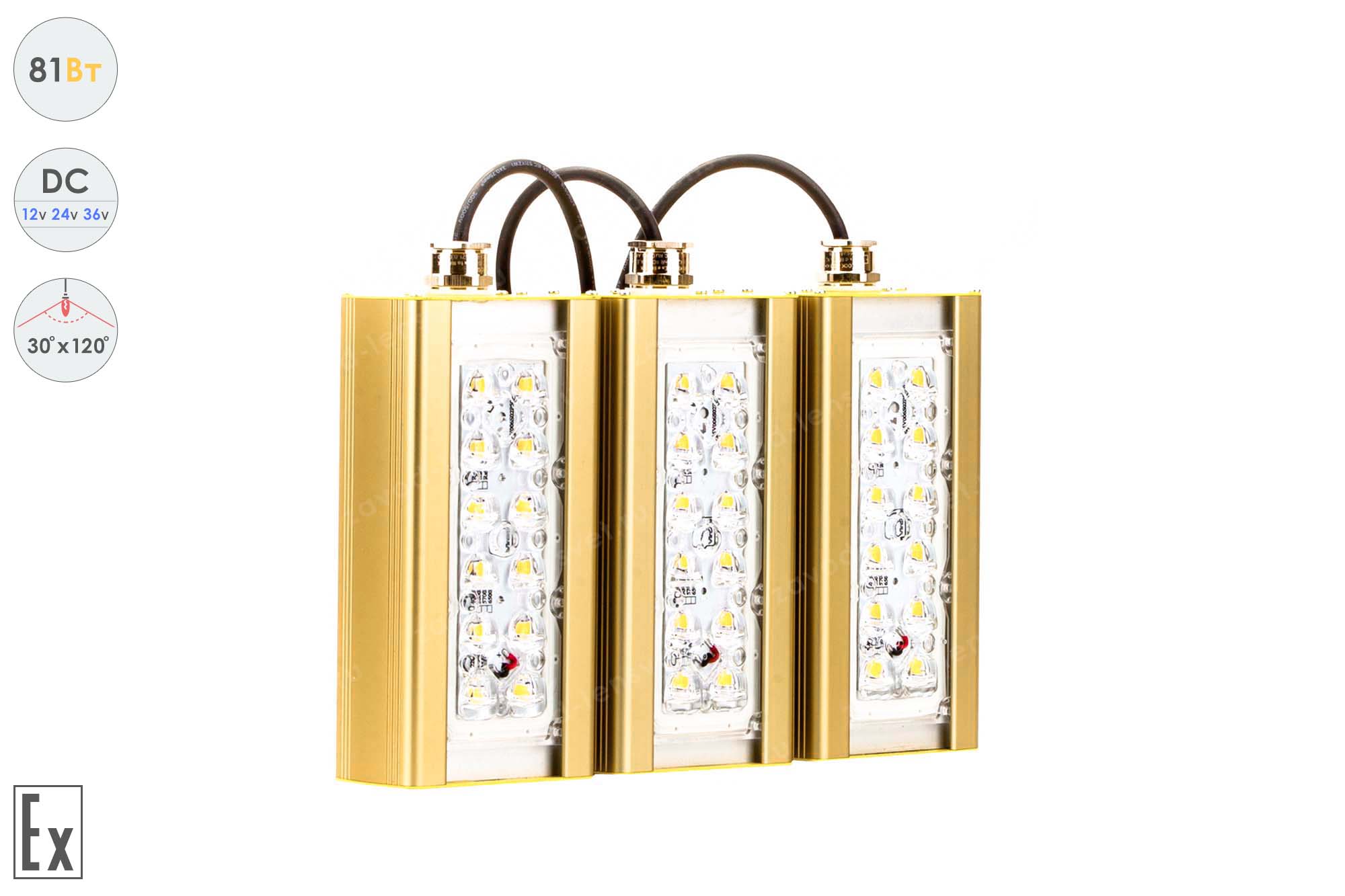 Низковольтный светодиодный светильник Магистраль Взрывозащищенная GOLD, консоль K-3 , 81 Вт, 30X120°