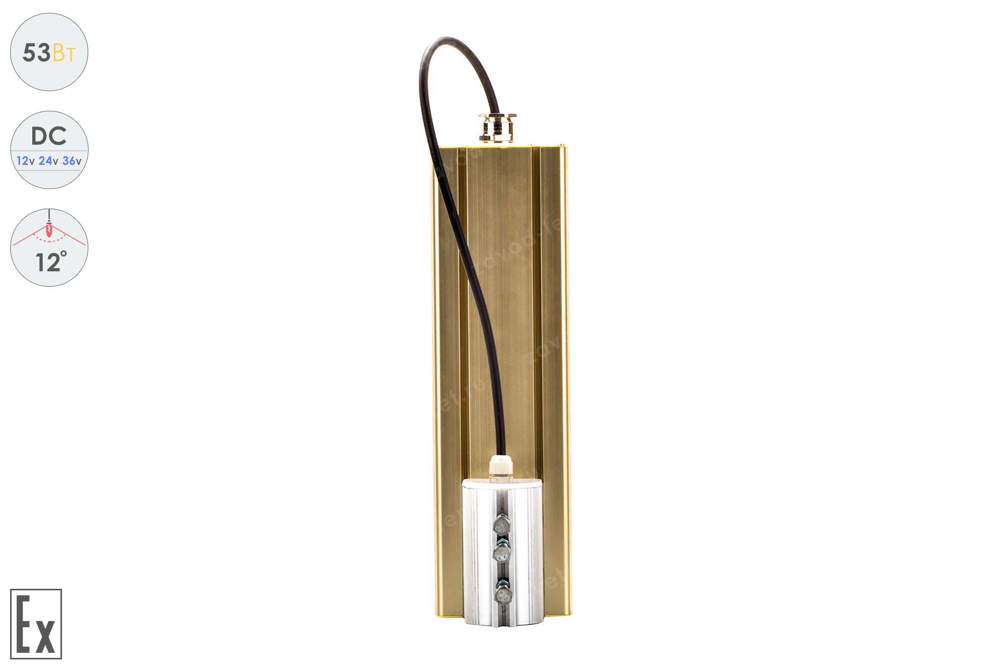 Низковольтный светодиодный светильник Прожектор Взрывозащищенный GOLD, консоль K-1 , 53 Вт, 12°